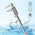 8 Inch/ 200mm IP54 Grade Stainless Steel Digital Caliper & Stainless Steel Rule, Inch/Millimeter/Fraction Conversion, Large LCD Screen