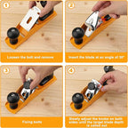 Hoteche No.4 Wood Plane - Adjustable Smoothing Bench Hand Planer for Woodworking and Trimming - 9.5-Inch Jointer Plane with 2-Inch Blade
