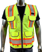 A Reflective Safety Vest For men Class 2 Heavy Woven Two Tone Engineer Hi Viz Safety Vest 3M Tape