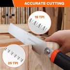JORGENSEN Japanese Flush Cut Saw, 5 Inch Pro Double Edge Pull Saw, SK5 Flexible Blade Wood Handsaw, 18/25 TPI Blade with Soft Grip Handle for Hardwood & Softwood Woodworking, Wood Trim
