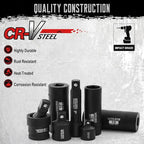 70pcs 3/8" Drive Impact Socket Set,Standard SAE(5/16 to 3/4-Inch) Metric Size(8-22mm), CR-V Steel Deep Socket Kit, Adapters, Ratchet Handle, Screwdriver Bit Set, Sliding T Bar, 6 Point