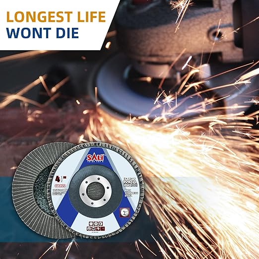 Sali 12 Pack Flap Disc 120 Grit 4.5" x 7/8-Inch Sanding Disc Bevel Type #29 Premium and Industrial Grade Angle Grinder Grinding Wheel High Performance Edge Grinding