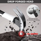HAUTMEC 16 oz Claw Hammer, Drop Forged Claw Hammers with Magnetic Nail Holder and Firberglass Handle, Curved Jaw of Nail Puller, Smooth Face, HTMAM25003