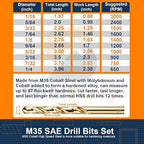 Cobalt Drill Bit Set 5/32" - 13PCS, M35 Twist Drill Bits Straight Shank, 5/32" High Speed Steel Drill Bits for Drilling in Hard Metal, Stainless Steel, Cast Iron