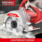 4-3/8-Inch Tile Saw, 1400W 12A Concrete Wet Saw Handheld Cutting Carving Machine, Includes Carbon Brush Wrench Diamond Cutting Disc