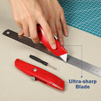 Lasnten 12 Pcs Box Cutter Bulk Retractable Utility Knife Heavy Duty Aluminum Alloy Carpet Knife Package Opener Cutter Blade for Cardboard Plastics Cartons DIY Home Warehouse Office(Red)