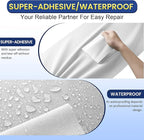 Self-Adhesive Canvas Repair Tape, 4" x 79" Waterproof Canvas Repair Patch, Fabric Patch Repairs Kit for Furniture, Tents, Sunbrellas, Boat Covers Awnings, Couches, Clothes, Bags White