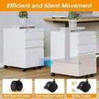 STANI Mobile File Cabinet with Lock Under Desk 3 Drawer Metal Filing Cabinet Locking Office Mobile Cabinet with Wheels Under Desk Office Drawers Rolling Mobile File Cabinet Fully Assembled
