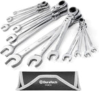 DURATECH Flex-Head Ratcheting Combination Wrench Set, SAE, 13-piece, 5/16'' to 1'', CR-V Steel, with Rolling Pouch