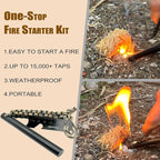 VVAAGG Flint and Steel Fire Starter Kit Survivor, 3/8" 1/2 inch Ferro Rods and Magnesium Rods with Paracord Handle