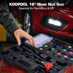 16" Rivet Nut Tool Kit with 15 Metric & SAE Mandrels and 170pcs Rivet Nuts,Visible Stroke, Quick-Change Rivet Nut Tool with Carrying Case (16" Rivet Nut Tool Kit)