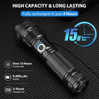 Rechargeable LED Flashlight High Lumens - 99,000 Lumens Super Bright Flash Light with 5 Modes, Waterproof Powerful Linterna Multifunctional Flashlights for Camping