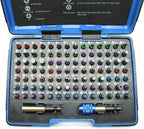 100 pc Color Coded Impact Ready Security Bits Screwdriver Set Kit with 2 Quick Chucks, Phillips, Torx, Slotted Flat, Pozi, Hex, Tri-Wing Pozi Clutch, Spline, Square, Spanner, TORQ-Set, Tamper