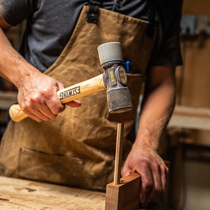 ESTWING Rubber Mallet - 24 oz Double-Face Hammer with Soft/Hard Tips & Hickory Wood Handle - DFH24