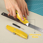 Reginary 20 Pcs Box Cutter Bulk Retractable Utility Knife Heavy Duty Aluminum Alloy Razor Knife for Cardboard Box Carton Opener for DIY, Factory, Home Office(Yellow)