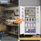 73''H Metal Garage Storage Cabinet with Pegboard, Rolling Tool Cabinets on Wheels,Steel Locker for Garage Office School Home Warehouse Utility Room, Assembly Require,White