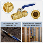 Shut Off Ball Valve 3/4 Inch, SUNGATOR 3/4 Inch Ball Valve, Push-to-Connect Water Shutoff with Blule Handle, No Lead Brass Plumbing Fittings for PEX Pipe, Copper,CPVC, Pack of 2