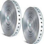 Gisafai 2 Rolls Galvanized Metal Pipe Strap 3/4 Inch x 50 ft 24 Gauge Total 100 ft Bendable Pipe Hanger Strap with Holes for Pipeline Supports Hanging, Flexible Trimming