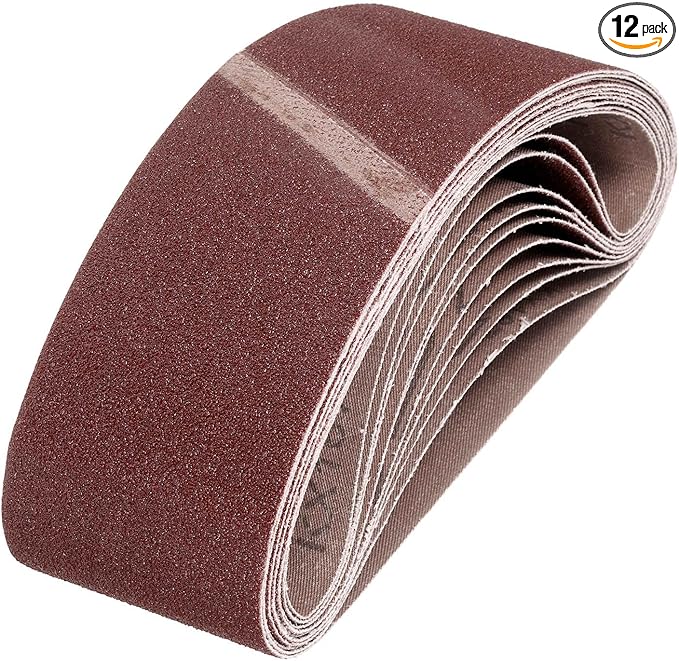 HARFINGTON 4 x 21 Inch Sanding Belts, 12 Pcs 80 Grits Aluminum Oxide Abrasive Belt Sander File Belt for Woodworking, Metal Polishing, Knife Sharpener