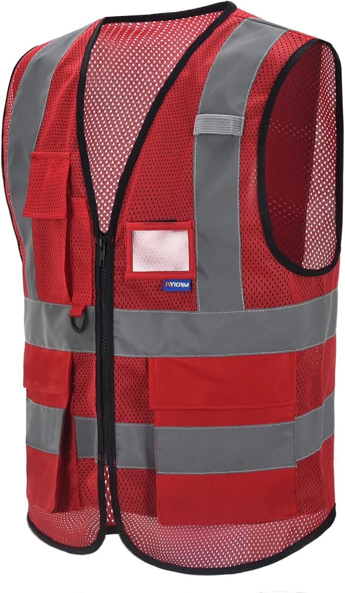 Red work vest mesh