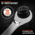 HORUSDY Combination Ratchet Wrenches Set with SAE | 8 Pieces Wrench Set with Wrench Organizer | 72-Tooth | 5° Swing Arc | 1/4" - 11/16" | Chrome Vanadium Steel