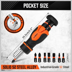 Magnetic Portable Screwdriver Bit Set: 8-in-1 Ratcheting Screw Driver Includes 1/4”Bit Driver Screwdrivers Holder, 7 Screwdriver Bits with Phillips, Slotted, Square, Hex, for Garage & Daily Repair