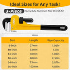 deli Pipe Wrench 8-inch, Heavy Duty Straight Adjustable Wrench, Professional Plumbing wrench tools, for Pipe, Home, Vehicle repair