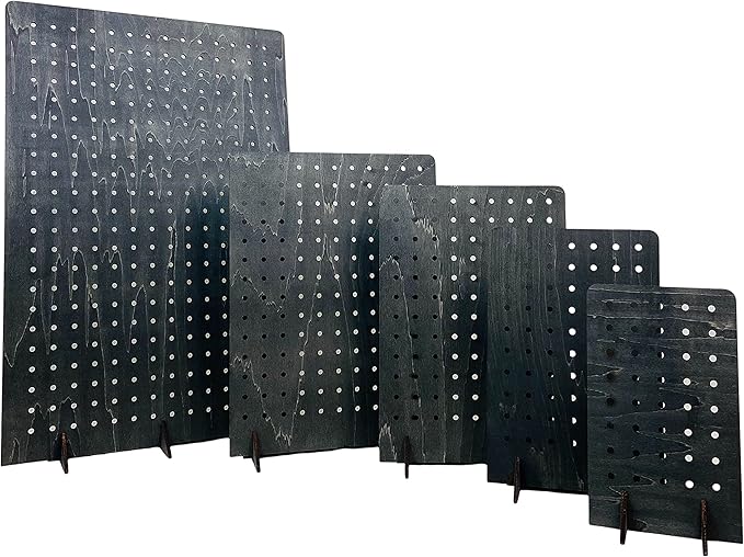 Torched Pegboard Display Stand for Jewelry, Craft Shows, Selling, Vendor Events, Tools, Peg Board Accessories Rack Organizer, XL 11.75" L x 4.3" W x 15.75" H, Ebony