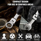 DURATECH Stubby Flex-head Ratcheting Combination Wrench Set, Metric, 12-piece, 8-19mm, CR-V Steel, with Pouch