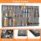 WALMANN Metal Pegboard Wall Tool Organizer Board with Pegboard Hooks, 24x48in Tools Organizer Pegboard for Garage, Workbench, Peg Boards, Tool Organizer Board with Hooks(Black)