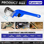 8 Inch End Pipe Wrench, Jaw Opening 1.5"/38mm Adjustable Cast Iron offset Handle Plumbing Wrench, Perfect Plumbers Tool for Oil Field, Plumbing, Auto Repair, Construction and Mechanics
