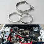 Quick Release Stainless Steel V Band Clamp with Male Female V Band Flange Kit for Exhaust, Turbocharger, Turbo or Downpipe, Sold In 1 Piece (5.0‘’)