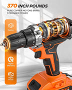 Cordless Drill Set, KELNOW 21V PowerDrill with Power Pack and Charger, 3/8-Inch Keyless Chuck ElectricDrill, 25+1 Position, 2 Speed, 27pcs Drilldriver Bits Tool Drills for DIY Projects