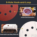 100 PCS 5 Inch Sanding Discs 120 Grit Hook and Loop Adhesive Round Sandpaper for Random Orbital Sander