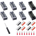 Terminal Block (8 Sets) 8Pcs 4 Positions Dual Row 600V 15A Screw Terminal Strip Blocks with Cover&8Pcs Pre-Insulated Barrier Termina Block Strip& 32Pcs Insulated Fork Wire Connector