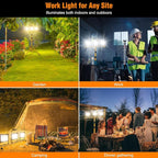 LED Work Lights with Stand, 21000 Lumen, 2-Head Adjustable Work Light, Waterproof Foldable Tripod, 6,500 Kelvin, Extended Cord for Outdoor & Indoor Job Sites, Workshops, Construction, Garage Lighting