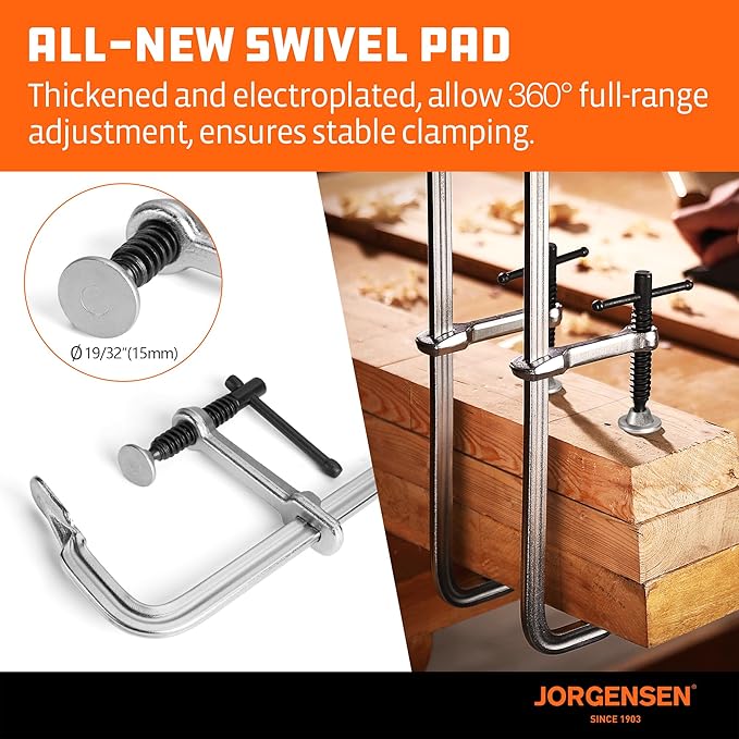 Jorgensen Bar Clamps, 12-Inch Light-duty Drop Forged Steel Bar Clamps for Woodworking and Welding, 2 Pack