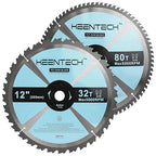 KEENTECH 12 Inch ATB Miter Saw Blade 32T and 80T Assortment for Wood Working, Compatible with 1 Inch Arbor Corded or Cordless Miter Saws (2-Pack)