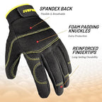 JUMPHIGH Mens Work Gloves 2 Pairs, Synthetic Leather Mechanic Gloves, Touchscreen, Multipurpose, Garden, Construction, Warehouse, Truck Driving (L)