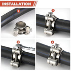 AKIHISA 4 Pack 44-47mm ID Range T-Bolt Hose Clamp,304 Stainless Steel Adjustable Heavy Duty Pipe Strap Clamps 1.73-1.85 Inch