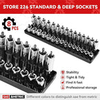 8PCS Socket Organizer Tray Set,SAE & Metric Socket Trays, 2PCS 1/4", 4PCS 3/8", 2PCS 1/2" Drive Deep and Shallow Socket Holders for Toolboxes (8pcs socket organizer (store 226 sockets）)