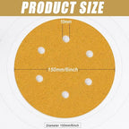 6 Inch - 6 Hole Hook and Loop Sanding Discs 120 Grit, Random Orbital Sandpaper for Automotive and Woodworking - 100 Pack