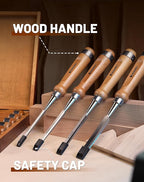 EZARC 6 Pieces Wood Chisel Tool Sets Woodworking Carving Chisel Kit with Premium Wooden Case for Carpenter Craftsman