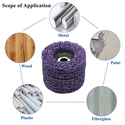 6 Pack 4-1/2" x7/8'' Strip Discs Rust Remover Wheel for Angle Grinders Clean and Remove Paint, Coating, Rust and Oxidation for Wood Metal Fiberglass Work Purple