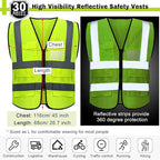 JaGely 6 Pack Reflective Safety Vests with Pockets, High Visibility Mesh Construction Vest for Men Women, Neon Yellow, Size L