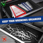 WORKPRO 4-PACK Magnetic Wrench Organizer, 2PC 15-Slot and 2PC 12-Slot Gripper Wrench Holder for Tool Boxes, Flexible Gripping Teeth and Carrying Handle, Fit for SAE and Metric, Blue, Red