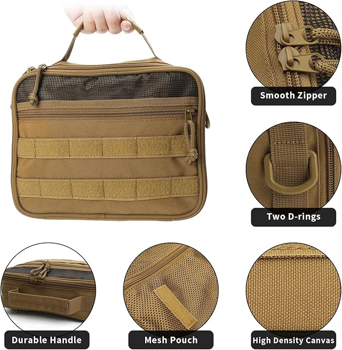 SMONT Toiletry Bag for Men Travel Toiletry Organizer Dopp Kit Travel Organizer Toiletries Travel Bag Shaving Hygiene Bag Bathroom Hanging Men's Toiletry Bag for Short Trips Brown