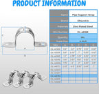 OhLectric Two Hole Rigid Pipe Strap - Sturdy Steel Strap Clamps - Zinc Plated Steel - Reinforced Rib - Corrosion Resistant - Easy to Install - 5 Inches - OL-43251