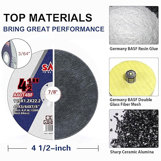 SALI 400 Pack Cut Off Wheel 4 1/2 Inch Cutting Wheels 4-1/2" x 3/64" x 7/8" for Metal & Stainless Steel, Angle Grinder Cutting Wheel,Cutting Discs with Aggressive Cutting