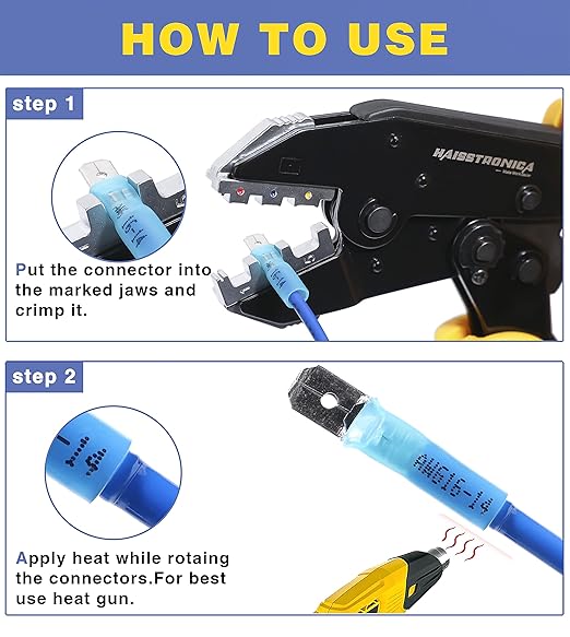 haisstronica 100pcs Yellow Heat Shrink Male Spade Connectors,12-10 Gauge Insulated Electrical Crimp Wire Terminals